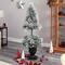5ft. Pre-Lit Flocked Artificial Christmas Tree in Decorative Urn, White LED Lights